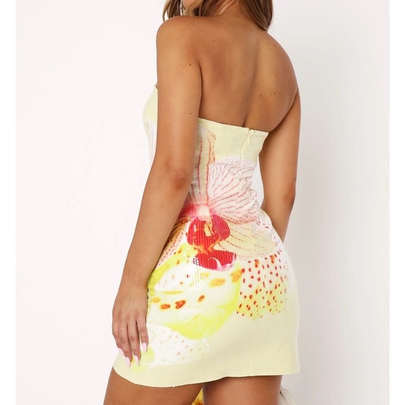 Peppermayo Strapless Yellow Floral Dress - Picture 3 of 3